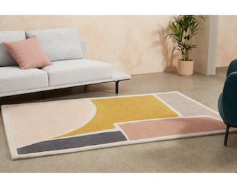 Yellow Pink, Handmade, Tufted, Rugs, 8x10, 8x11, 8x14, 9x10, 9x13, 10x14, Wool Tufte, Living, Bed Room, Carpet