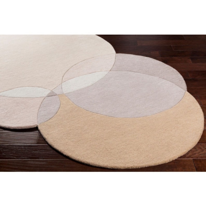 Oval Beige Rug 5x8 Contemporary Wool Rug Rug Oval 5x7, 6x9, 7x10 Hand Tufted Living Room image 6