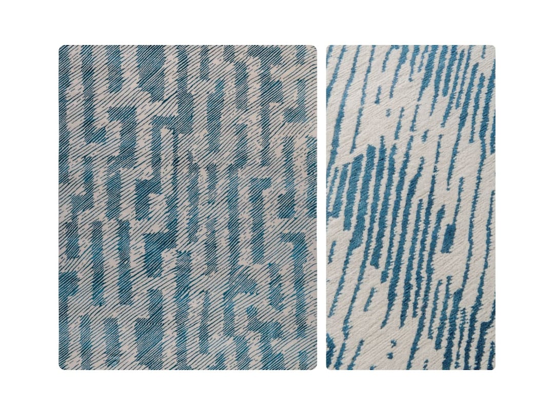 Blue and White Area Rug Stripe Blue and White Wool Rug 9x12 Area Rug 8