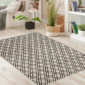 Light Beige Rug | Rectangle Shape | Wool Area Rug, 7x10, 8x10, 8x13, 9x13 | Hand Tufted | Rug For Living Room | Bedroom