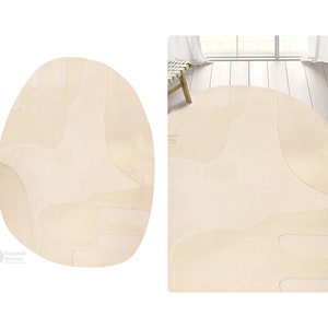 Cream Oval Carpet | Hand Tufted, 5x7, 5x8, 6x8, 6x9 | Loop and Cut Pattern | Handmade | Rug For Living Room | Bedroom Carpet