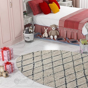 Oval Shape Rug 5x7, 5x8, 8x10, 8x11 Wool Rug Hand Tufted Geometric Carpet Living, Bed, Hallway Room image 7