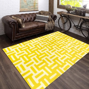 Yellow Rugs, Hand Tufted, Floor Wool Rug, 8x10, 9x12, 9x13, 10x10, 10x14, Modern Carpet, Living Room, Area Rug, Handmade image 1
