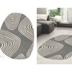 Oval Rug | Oval Hand Tufted | Grey Color | Living Room Rugs, 7x10, 8x10, 8x11, 5x7 | Wool Area Carpet | Hand Tufted