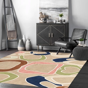 Beige Tufte | 9x12, 9x13, 10x10, 10x14 | Geometric Rug | Hand Tufted | Area Rug Wool | Living Room | Bedroom