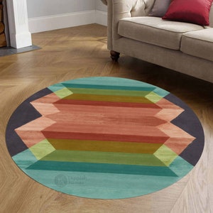 6x6, 7x7, 8x8, 9x9, 16x16, Round Rug, Hand Tufted, Silk Carpet, Wool Area Circle Rug, Living Room, Dinning Room