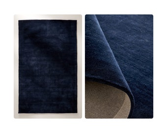 Solid Blue Rugs | Hand Tufted | 4x6, 5x7, 5x8, 6x8 | Modern Floor Rug | Wool Area Rug Carpet