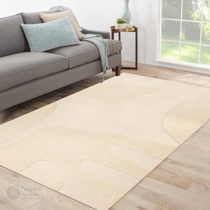 Hand Tufte | Modern Floor Rug | 6x8, 6x9, 6x10, 7x10 | White Color | Tufted | Living Room | Tufted