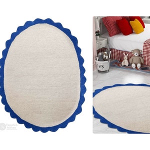 White Area Rug | 9x12, 9x13, 10x14, 8x10 | Oval Shape | Hand Tufted | Living Room | Wool Carpet | Handmade