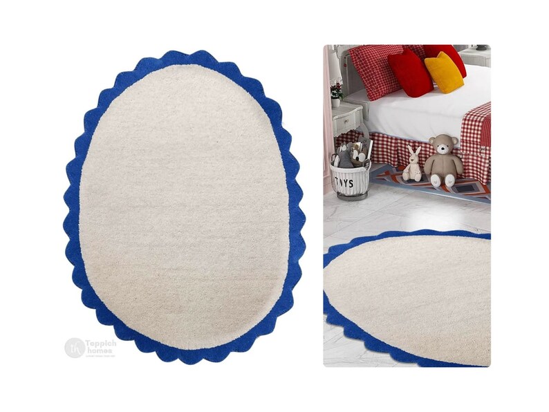 White Area Rug | 9x12, 9x13, 10x14, 8x10 | Oval Shape | Hand Tufted | Living Room | Wool Carpet | Handmade