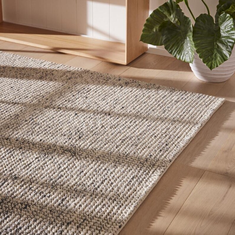 Felted Wool Rug Rope Chunky Rug Flat Woven Rug 8x10, 8x11, 9x10, 9x12