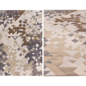 Wool Rug 10x14 Hand Tuft, Grey Wool Rug, Modern Floor Carpet,  5x7, 5x8, 8x10, 8x11, Living, Bedroom