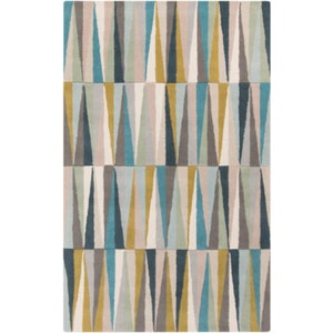 Tufted Rug 8x10, Wool Area Rug, Turquoise Tufted Carpet, 5x7, 5x8, 6x8, 6x9, Handmade image 6