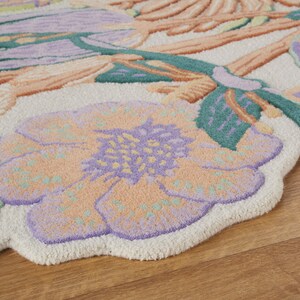 Tufte Area Rug | 5x7, 5x8, 6x8, 6x9 | Wool Carpet | Hand Tufted | Living, Bedroom | Flower Rug