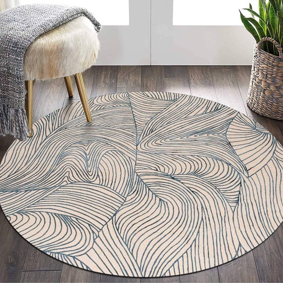Round Rug Abstract Hand Tufted 8x8 9x9 10x10 11x11 Contemporary