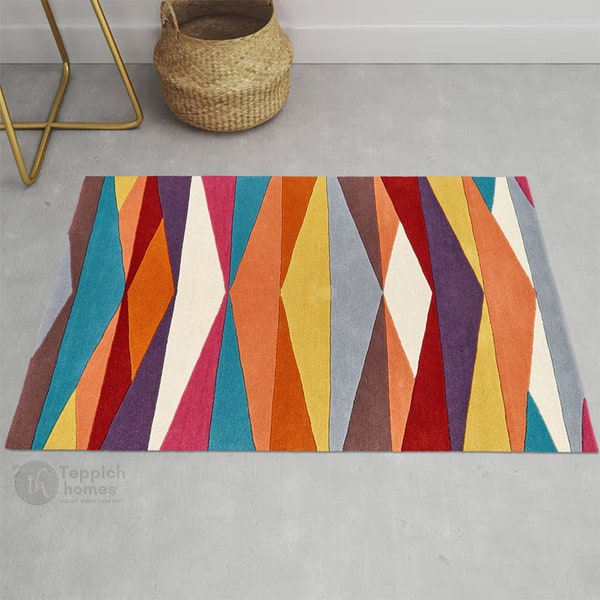 Rainbow Rug | Hand Tufte | 5x7, 5x8, 6x8, 6x9 | Wool Area Rug | Living Room | 9x12 Carpet | Bedroom