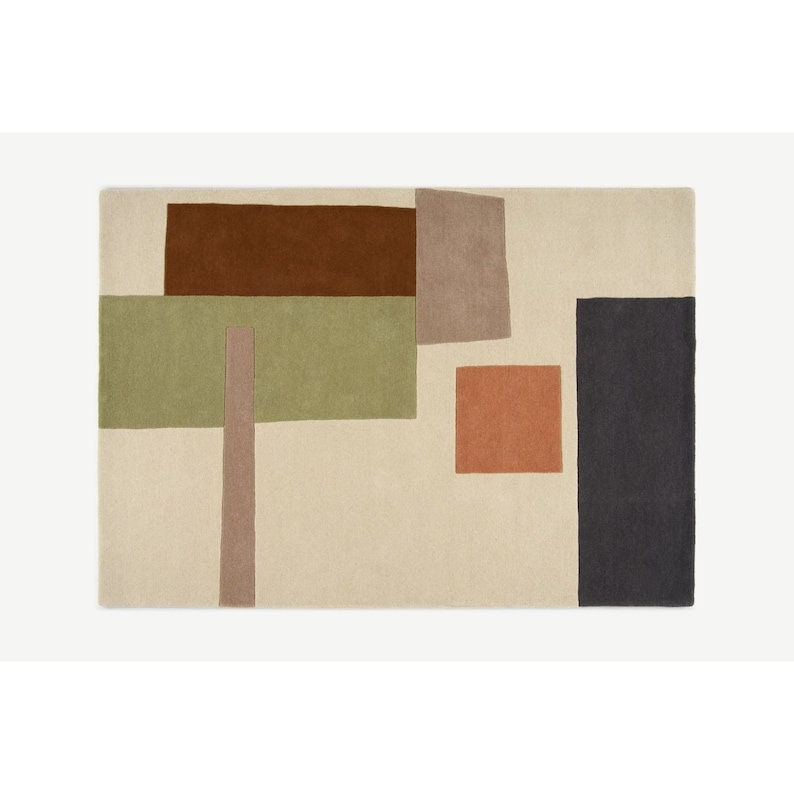 Hand Tuft Rug Rug For Living Room 8x10, 10x14, 9x12, 10x12 Tuft Carpet Geometric Carpet image 2