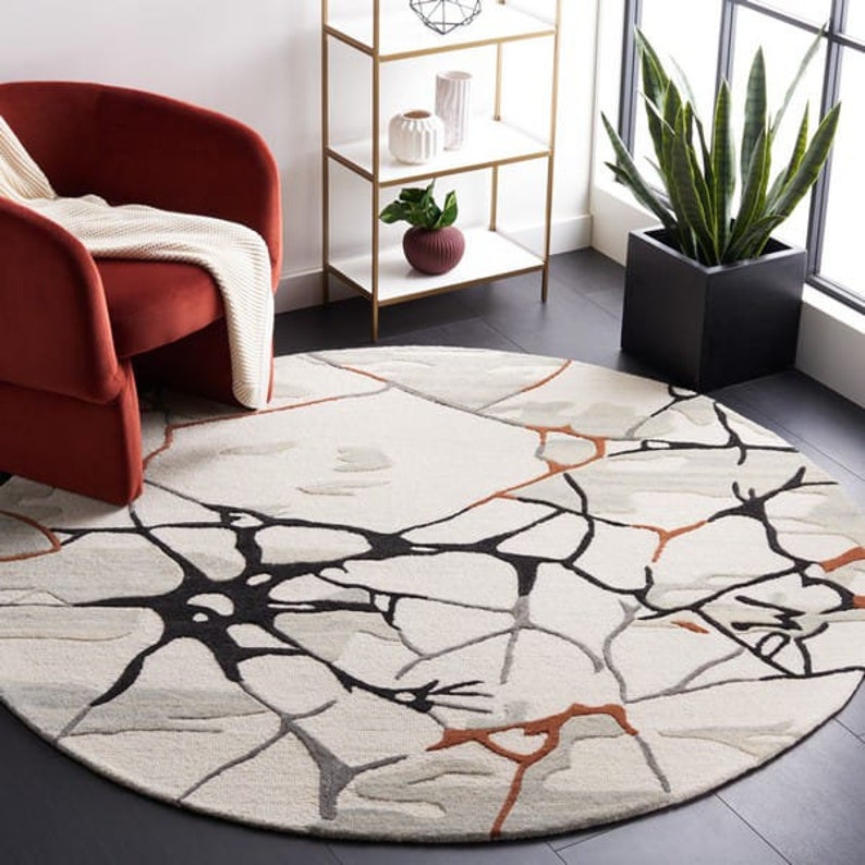 Wool Area Rug Handmade Rug Hand Tufted Carpet For Living, Bedroom Abstract Carpet 8x10, 8x11, 9x10, 9x12 image 8
