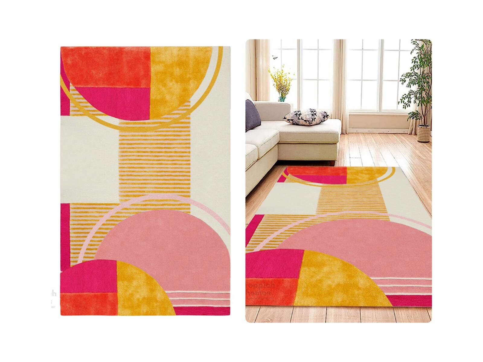 Yellow Area Rug 12x12 Silk Rug Tufted 10x13 10x14 5x7 5x8 8x11 Living Room Bedroom Contemporary Carpet Etsy Polska