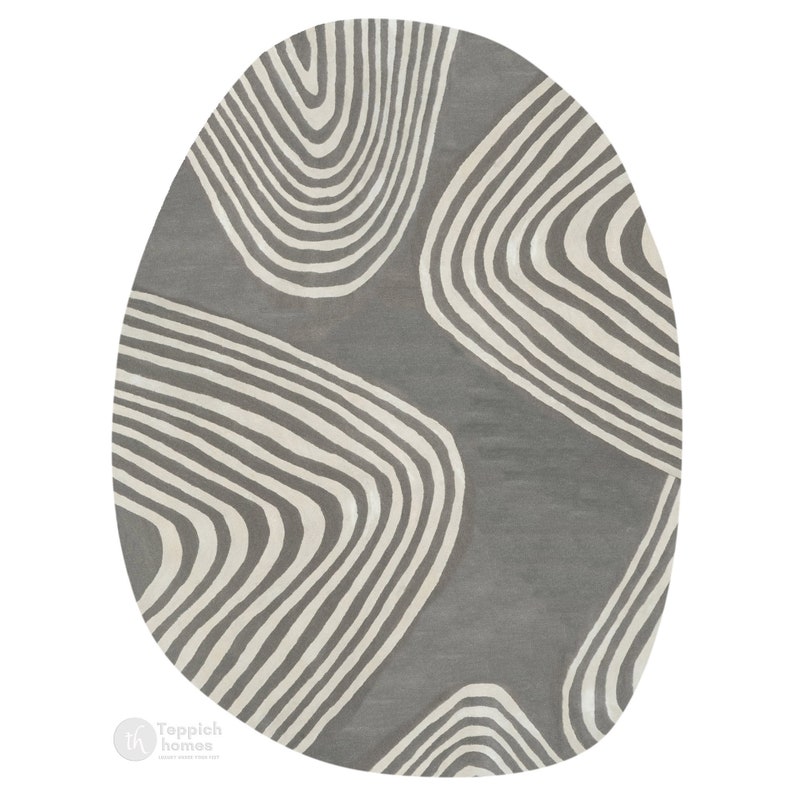 Oval Rug | Oval Hand Tufted | Grey Color | Living Room Rugs, 7x10, 8x10, 8x11, 5x7 | Wool Area Carpet | Hand Tufted
