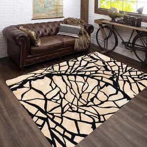 Hand Tufted | Viscose Carpet | Light Beige Color | Handmade | Contemporary Carpet | 8x10, 8x11, 9x10, 9x12 | Living Room Rug