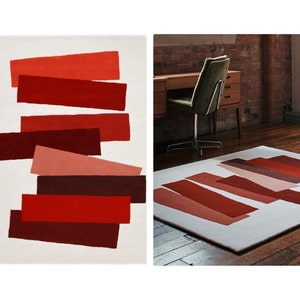 Cream with Red Color Rugs For Living, Bed, Hallway Room | HandMade | Tufted | 8x10, 5x7, 5x8, 6x9 | Wool Area Rug