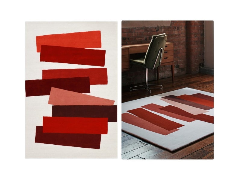 Cream with Red Color Rugs For Living, Bed, Hallway Room | HandMade | Tufted | 8x10, 5x7, 5x8, 6x9 | Wool Area Rug