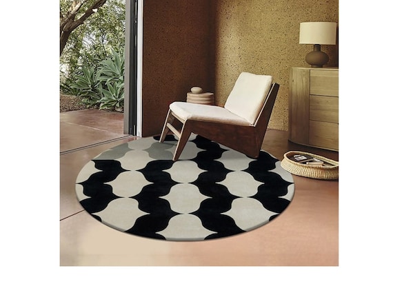 Grey Abstract Rugs 8x8, 7x7, 6x6, 5x5 Wool Tufte Rug Round Carpet Living,  Dinning Room Round Carpet 