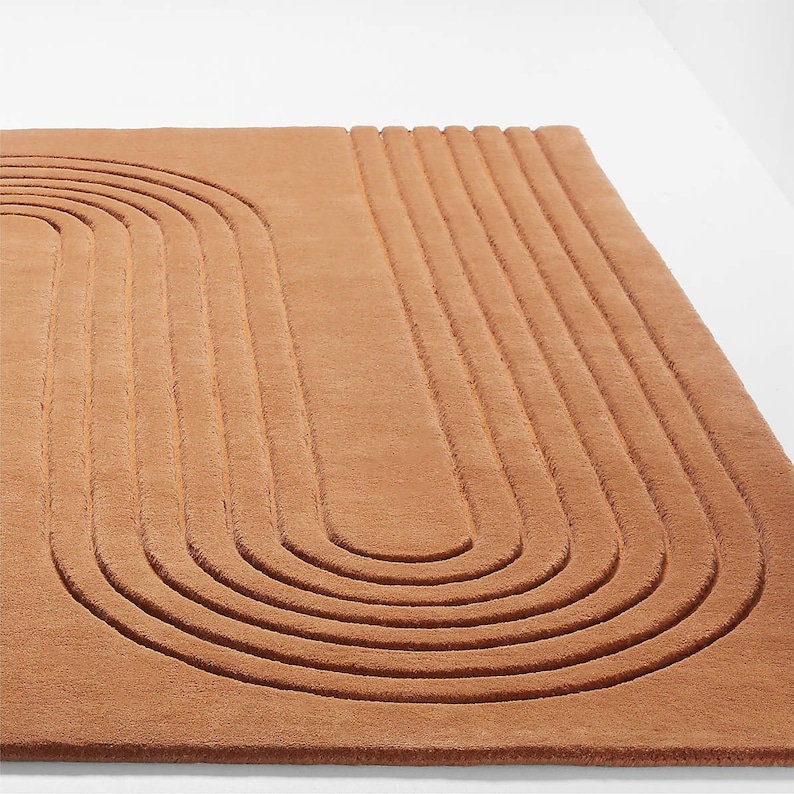 Hand Tufted 8x10 Area Rug Wool Terracotta Rugs Designer Etsy