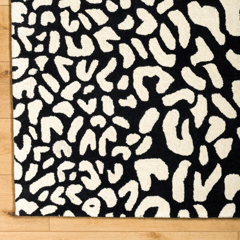 Hand Tufted Black and White Color Animal Print Rug 6x8, 6x9, 7x10, 8x10 Zebra Rug Living, Bed, Dinning Room Rug Wool Carpet image 6