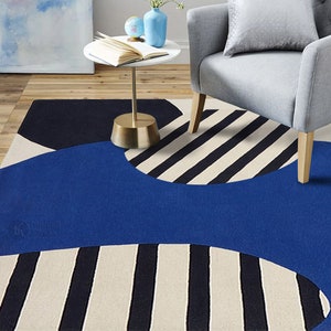 Blue Rug | Living, Bed, Hallway Room | 5x7, 5x8, 8x10, 8x13 | Hand Tufted | Wool Area Rug