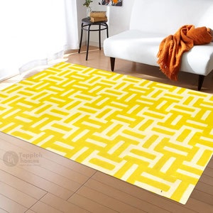 Yellow Rugs, Hand Tufted, Floor Wool Rug, 8x10, 9x12, 9x13, 10x10, 10x14, Modern Carpet, Living Room, Area Rug, Handmade image 5