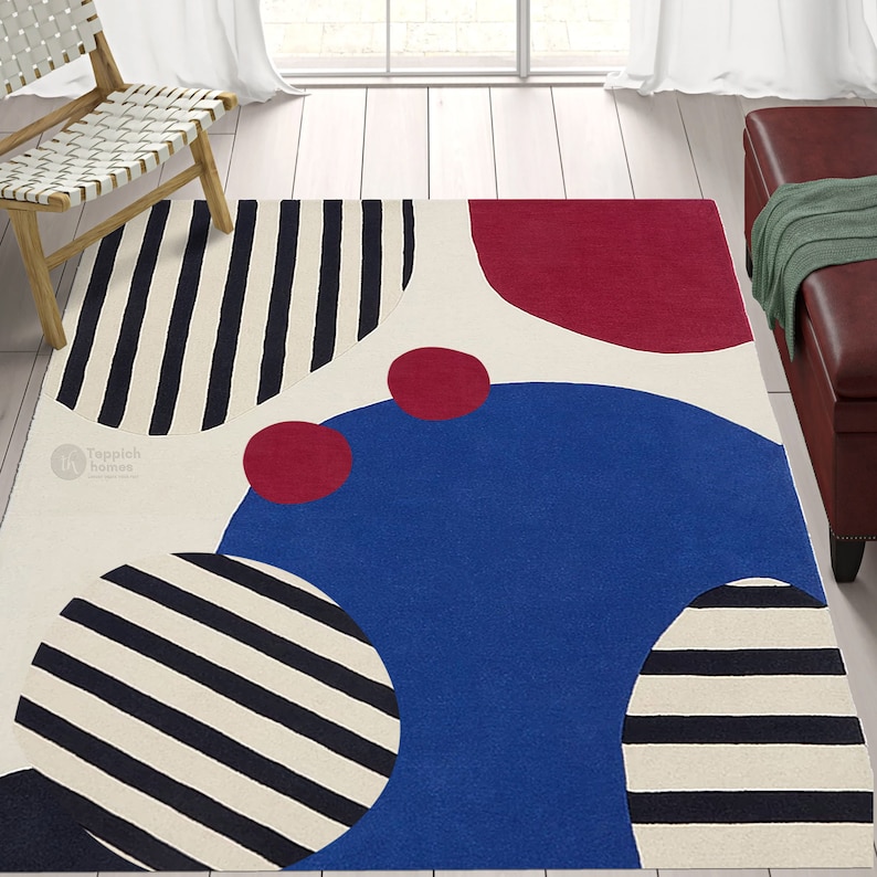 Blue Rug | Living, Bed, Hallway Room | 5x7, 5x8, 8x10, 8x13 | Hand Tufted | Wool Area Rug