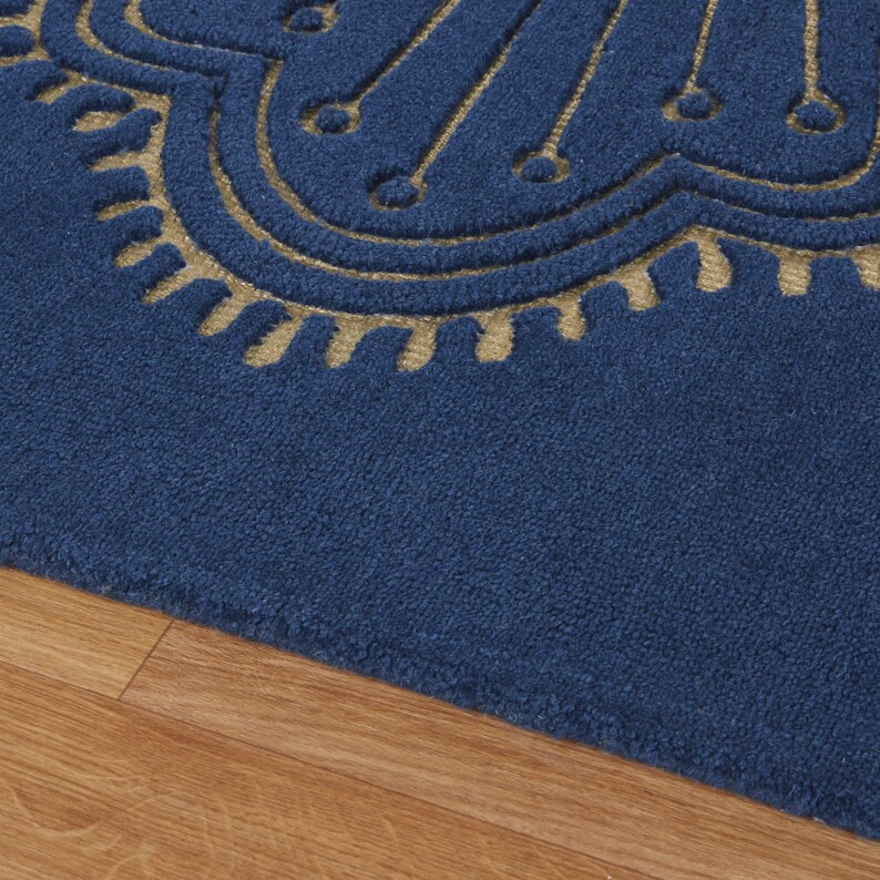 Rug For Living Room | 8x10, 8x11, 9x10, 9x12 | Hand Tufted | Blue Wool Rug | Bedroom | Contemporary Carpet