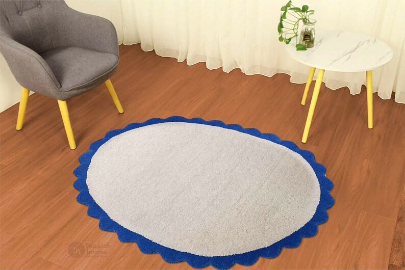 White Area Rug 9x12, 9x13, 10x14, 8x10 Oval Shape Hand Tufted Living Room Wool Carpet Handmade image 2