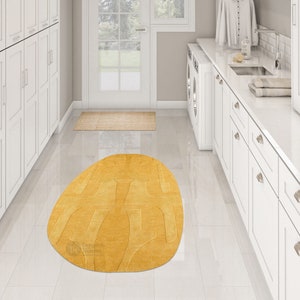 Oval Wool Rug | Mustard Rug | Hand Tufted, 5x7, 5x8, 9x12, 9x13 | Living Room Rugs | Tufted