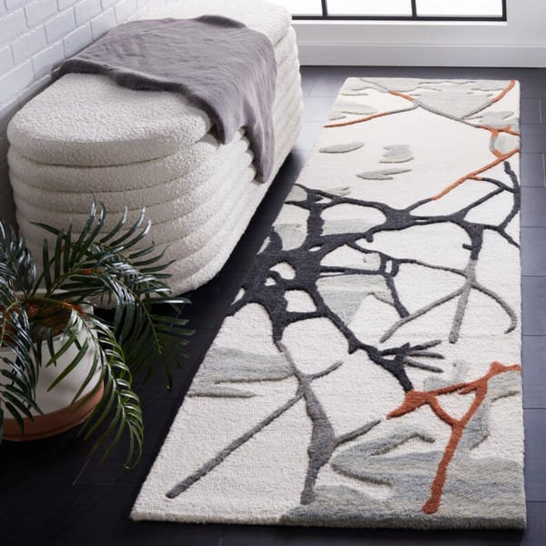 Wool Area Rug Handmade Rug Hand Tufted Carpet For Living, Bedroom Abstract Carpet 8x10, 8x11, 9x10, 9x12 image 10