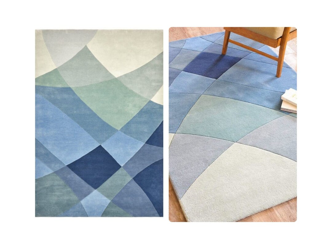 Abstract Tufted 8x10 Blue Rugs 6x9 Wool Tufte Rug 5x8 9x10 Living Room