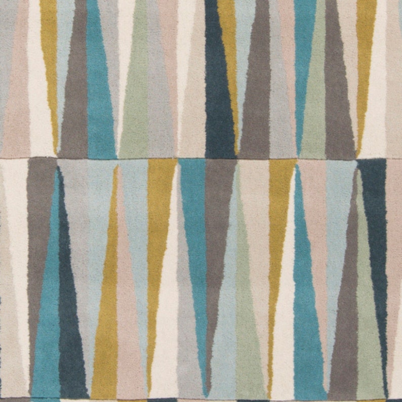 Tufted Rug 8x10, Wool Area Rug, Turquoise Tufted Carpet, 5x7, 5x8, 6x8, 6x9, Handmade image 3