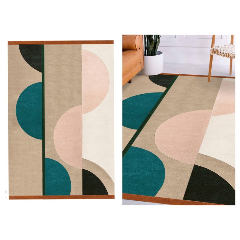 6x9 Area Rug | Living, Bed, Hallway Room | Tufted | 5x7, 5x8, 6x8 | Geometric Wool Rug | Custom Available