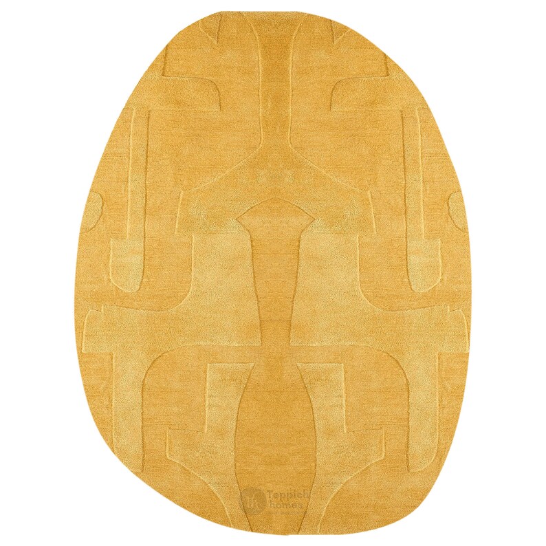 Oval Wool Rug | Mustard Rug | Hand Tufted, 5x7, 5x8, 9x12, 9x13 | Living Room Rugs | Tufted