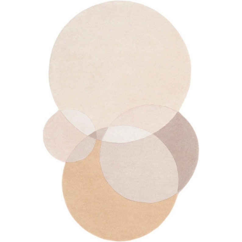 Oval Beige Rug 5x8 Contemporary Wool Rug Rug Oval 5x7, 6x9, 7x10 Hand Tufted Living Room image 4