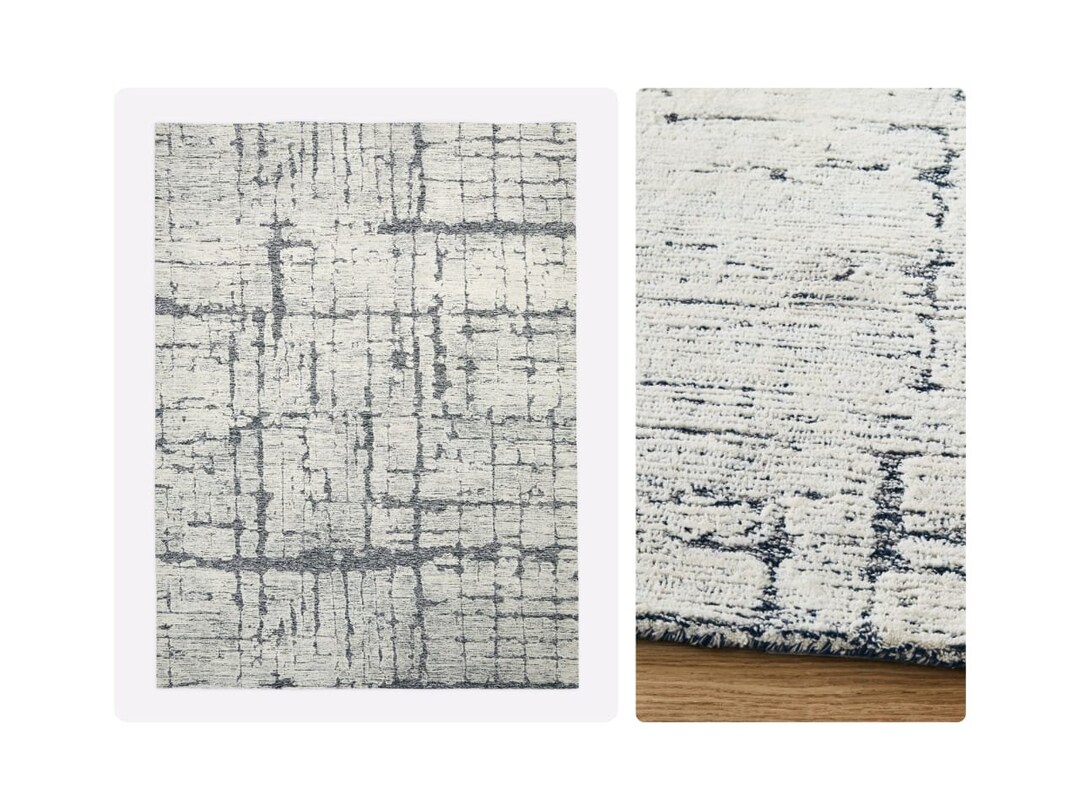 Textured Carpet Blue Area Rug Hand Tufted 7x10, 8x10, 8x11, 9x10 Living