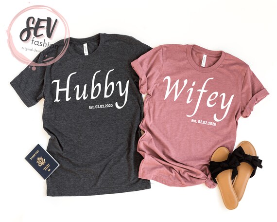 Wifey Hubby Est Shirts Custom Date Couple Shirts Couple | Etsy