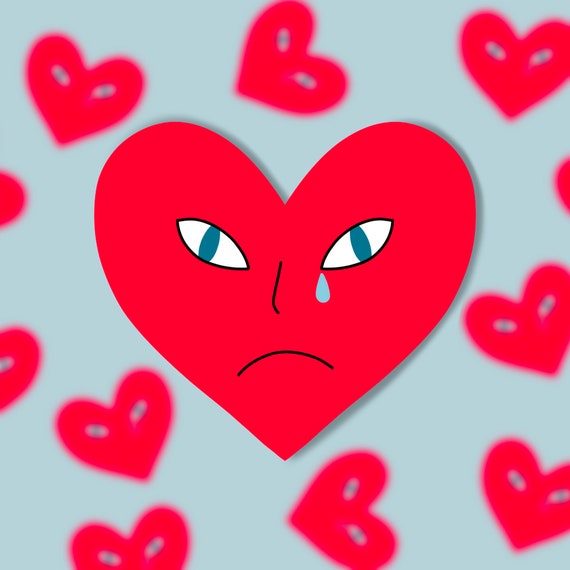 Crying Heart Sticker Etsy