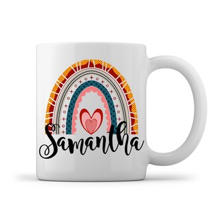 Personalized Rainbow Name Mug - Custom Coffee Cup, New Mom Gift, Birthday Gift for Her, Rainbow Baby Keepsake, Colorful Mug