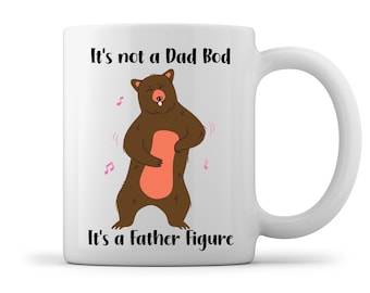 Não é um corpo de pai, é uma figura paterna, caneca do dia dos pais, caneca do urso papai, presente para o pai