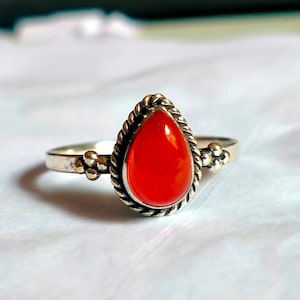 Carnelian Ring, 925 Silver Ring, Promise Ring, Boho Ring, Handmade Ring, Gemstone  Ring,  Antique Ring, Women Ring, Gift For Her