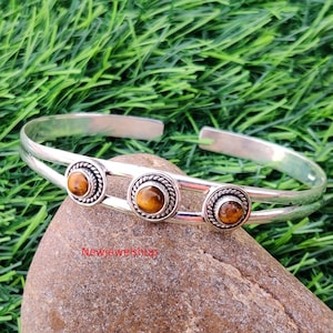 Tiger&#39;s Eye Bangle, 925 Sterling Silver, Amazing Bracelet, Prince Bangle, Handmade Jewelry, Round Shape, Gift For Her, Occasion Jewelry,