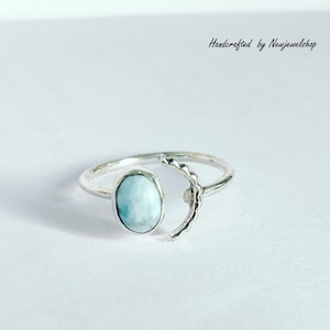 Larimar Ring, 925 Silver Ring, Handmade Ring, Gemstone Ring, Larimar Jewelry, Boho Ring, Silver Band, Designer Band, Gift For Her